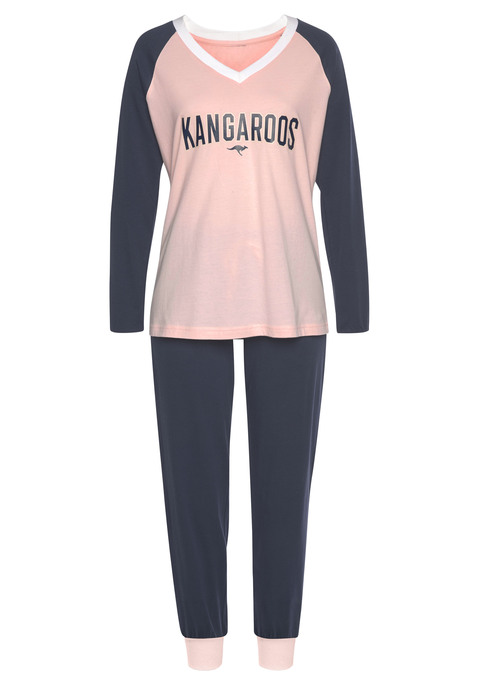 KANGAROOS Damen Pyjama rosa-dunkelblau Gr.32/34