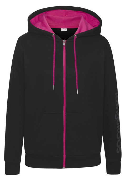 Bild: Sweatjacke von KangaROOS: Kapuzensweatjacke von Kangaroos. Kapuze mit kontrastfarbenem Futter und Kordel. Logoprint am Ärmel. Seitliche Eingrifftaschen. Trageangenehme Sweatware.