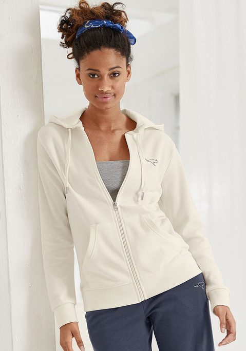 Bild: Sweatjacke von KangaROOS: Sweatjacke von Kangaroos mit Tunnelzugkapuze. Plakativer Marken-Print auf der Rückseite. Reißverschluss und Kängurutasche. Angesetzte Rippbündchen. Gerade Passform. Angenehmer Materialmix.