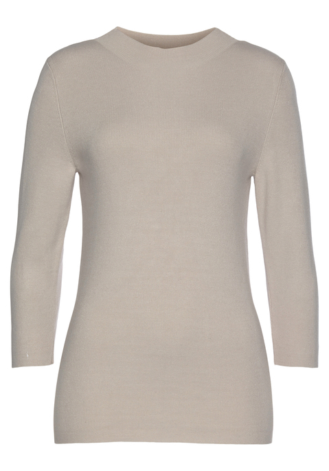 LASCANA 3/4 Arm-Pullover Damen beige-meliert Gr.32/34