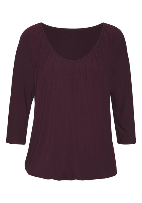 LASCANA 3/4-Arm-Shirt Damen aubergine Gr.32/34