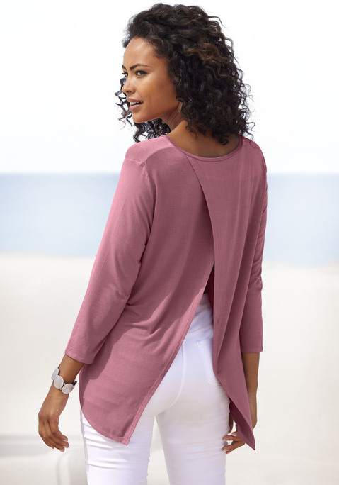 Bild: 3/4-Arm-Shirt von LASCANA: Langarmshirt von Lascana. Mit 7/8-langen Ärmeln. Tiefer Schlitz auf der Rückseite. Weich fließend und locker fallend. Trageangenehme, elastische Qualität mit Viskose aus verbesserter Rohstoffbeschaffung.