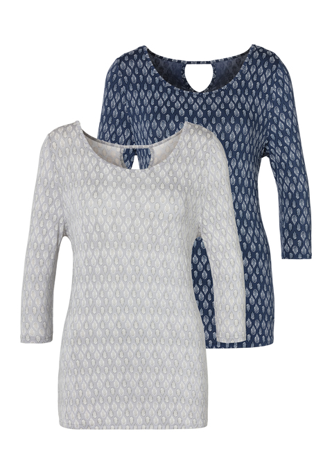 3/4-Arm-Shirt von LASCANA in grau, navy