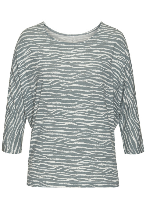 Bild: 3/4-Arm-Shirt von LASCANA: Für die Freizeit: 3/4-Arm-Shirt von Lascana mit Rundhalsausschnitt und Animalprint. Lockere Passform mit überschnittenen Schultern. Teilungsnaht hinten. Weich fließende Qualität mit Viskose.