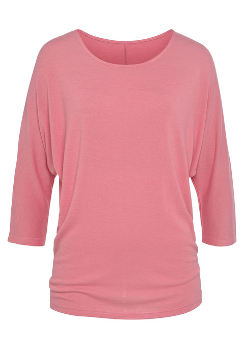Bild: 3/4-Arm-Shirt von LASCANA: Strick-Shirt von Lascana für Damen. Mit überschnittenen Schultern und weiten Fledermausärmeln. 3/4-lange Ärmel. Leichte, elastische Feinstrickqualität mit Viskose aus verbesserter Rohstoffbeschaffung.