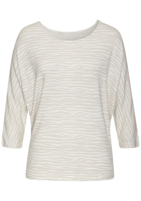 Bild: 3/4-Arm-Shirt von LASCANA: Für die Freizeit: 3/4-Arm-Shirt von Lascana mit Rundhalsausschnitt und Animalprint. Lockere Passform mit überschnittenen Schultern. Teilungsnaht hinten. Weich fließende Qualität mit Viskose.