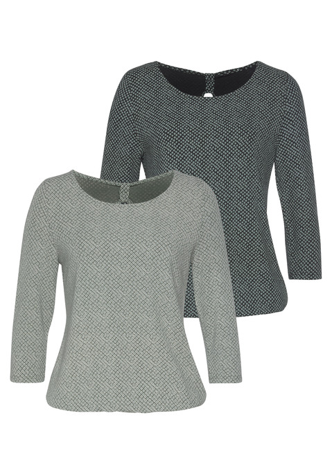 3/4-Arm-Shirt von LASCANA in schwarz, grün