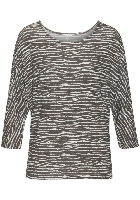 Bild: 3/4-Arm-Shirt von LASCANA: Für die Freizeit: 3/4-Arm-Shirt von Lascana mit Rundhalsausschnitt und Animalprint. Lockere Passform mit überschnittenen Schultern. Teilungsnaht hinten. Weich fließende Qualität mit Viskose.