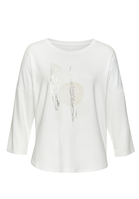 Bild: 3/4-Arm-Shirt von LASCANA: Langärmeliges Shirt von Lascana. Mit hochwertigem Folienprint vorn. Ärmel in 7/8-Länge. Aus weicher Viskosequalität.