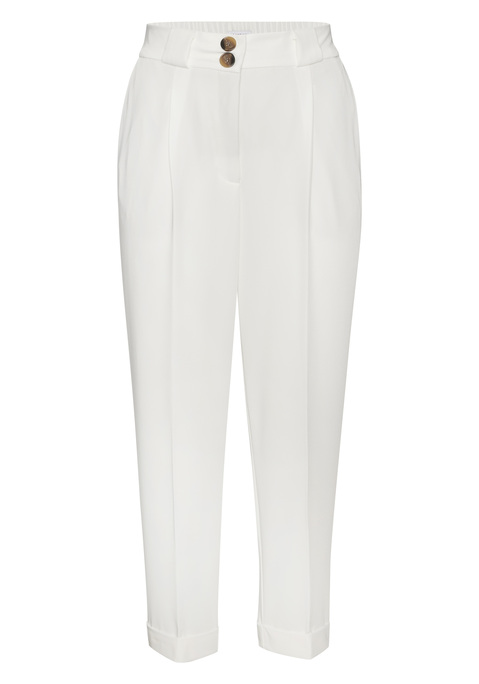 Bild: 7/8-Hose von LASCANA: Elegante 7/8-Hose von Lascana. Bundfalten und permanente Bügelfalten. Mit seitlichen Eingrifftaschen. Zwei Knöpfe in Hornoptik und Reißverschluss. Breiter Bund mit Gürtelschlaufen. Luftiger Viskose-Mix.