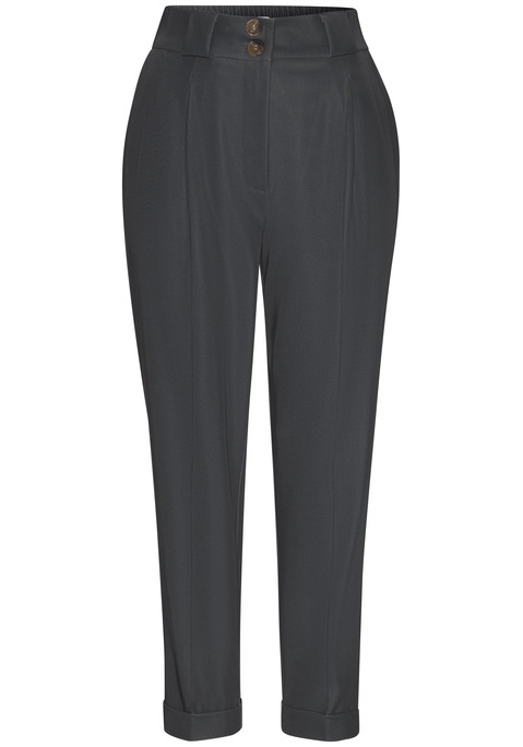 Bild: 7/8-Hose von LASCANA: Elegante 7/8-Hose von Lascana. Bundfalten und permanente Bügelfalten. Mit seitlichen Eingrifftaschen. Zwei Knöpfe in Hornoptik und Reißverschluss. Breiter Bund mit Gürtelschlaufen. Luftiger Viskose-Mix.