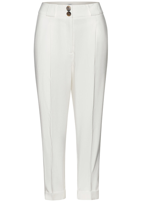 Bild: 7/8-Hose von LASCANA: Elegante 7/8-Hose von Lascana. Bundfalten und permanente Bügelfalten. Mit seitlichen Eingrifftaschen. Zwei Knöpfe in Hornoptik und Reißverschluss. Breiter Bund mit Gürtelschlaufen. Luftiger Viskose-Mix.