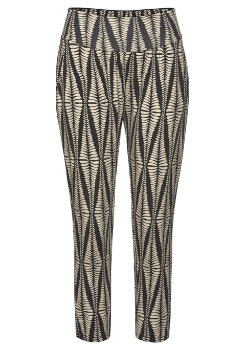 Bild: 7/8-Hose von LASCANA: Schmale Form in 7/8-Länge. Seitliche Eingrifftaschen. Allover bedruckt, jedes Teil ein Unikat. Innenbeinlänge ca. 60 cm. Aus 95% Viskose, 5% Elasthan.