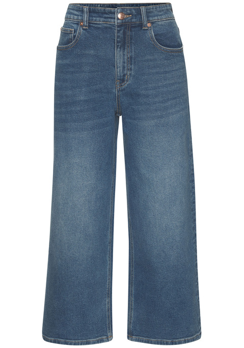 Bild: 7/8-Jeans von LASCANA: Lässig weite Jeans-Culotte von Lascana mit leichter Waschung. Klassischer 5-Pocket Stil. Hoher Bund. Leicht elastischer Denim mit Baumwolle.