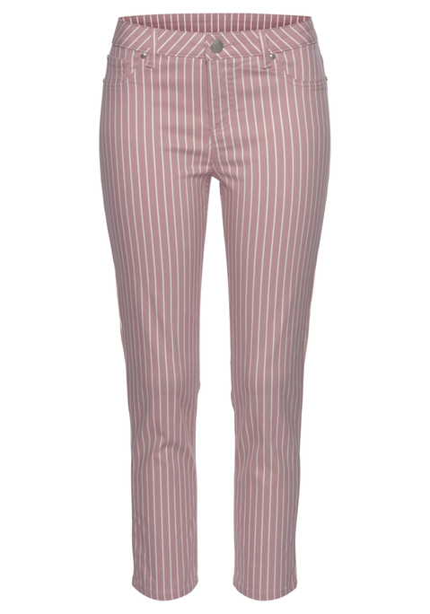 LASCANA 7/8-Jeggings Damen mauve-weiß-gestreift Gr.34