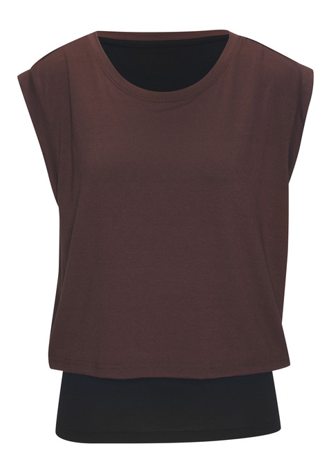Bild: 2-in-1-Shirt von LASCANA ACTIVE: Sportliches 2-in-1-Shirt von Lascana Active im doppellagigen Look. Mit innen liegendem Top. Kurze, angeschnittene Ärmel und Rundhalsausschnitt. Gerade, lockere Form. Hergestellt aus feiner, weicher Jerseyqualität.