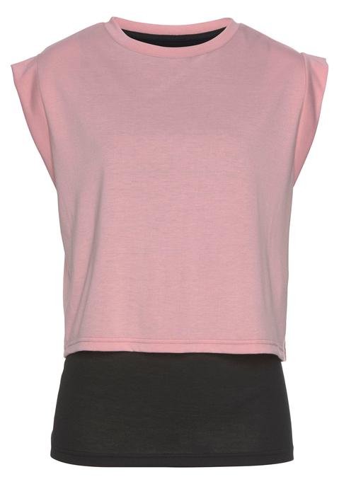 LASCANA ACTIVE 2-in-1-Shirt Damen rosa-schwarz Gr.XS (32/34)