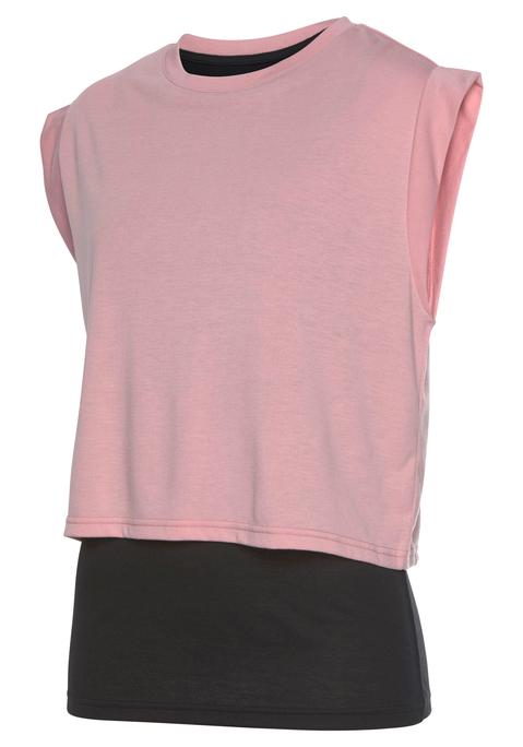 LASCANA ACTIVE 2-in-1-Shirt Damen rosa-schwarz Gr.XS (32/34)