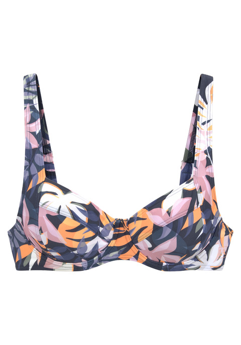 LASCANA ACTIVE Bügel-Bikini-Top Damen nachtblau bedruckt Gr.36 Cup D