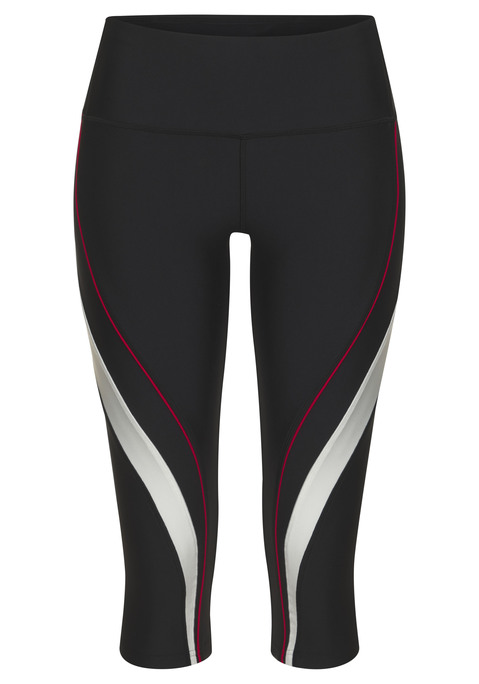 Bild: Caprihose von LASCANA ACTIVE: Stylische Performance-Capri-Leggings von Lascana Active. Enge Passform für optimalen Sitz beim Training. Breiter, stretchiger Bund für angenehmen Tragekomfort. Trendige Farbeinsätze an den Beinen. Kleine Reißverschlusstasche hinten und Logo-Badge. Must-have für Sport und Fitness. Atmungsaktives Funktionsmaterial.