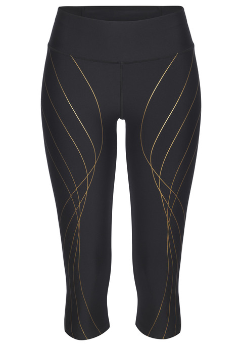 Bild: Caprileggings von LASCANA ACTIVE: Performance-Caprileggings von Lascana Active mit schimmerndem Foliendruck. Breiter, elastischer Bund. Im Bund versteckte Reißverschlusstasche. Elastisches Polyester.