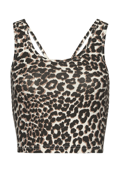 Bild: Crop-Top von LASCANA ACTIVE: Sportliches Crop-Top von Lascana Active. Mit Leopardenmuster für das gewisse Etwas. Elastischer Saum für einen guten Sitz. Zusätzliche Träger im Rücken für zusätzlichen Halt. Logoprint auf der hinteren Mitte. Elastischer, trageangenehmer Baumwollmix.
