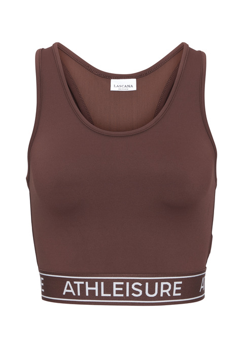 Bild: Crop-Top von LASCANA ACTIVE: Modisches Performance-Crop-Top von Lascana Active mit gewebtem Marken-Gummiband am Saum. Doppellagiges Racerback mit Netzeinsätzen am Rücken. Elastisches und atmungsaktives Funktionsmaterial.