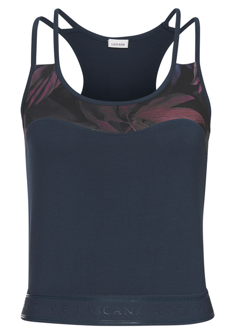 LASCANA ACTIVE Crop-Top Damen dunkelblau Gr.XS (32/34)