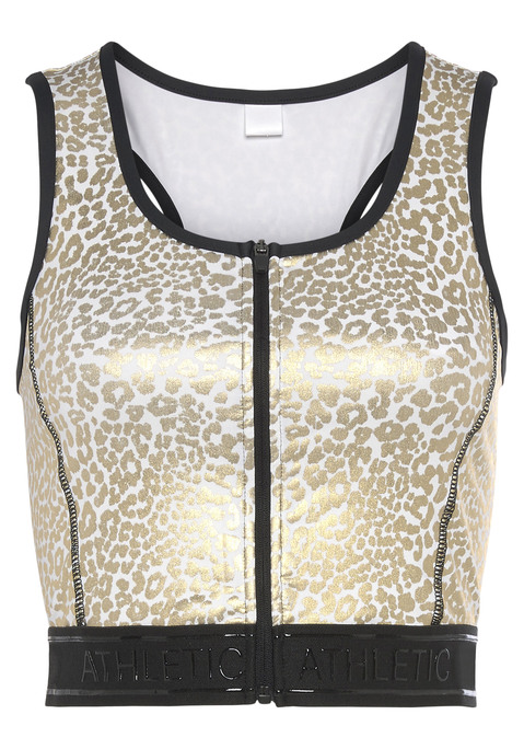 LASCANA ACTIVE Crop-Top Damen gold, weiß Gr.XS (32/34)