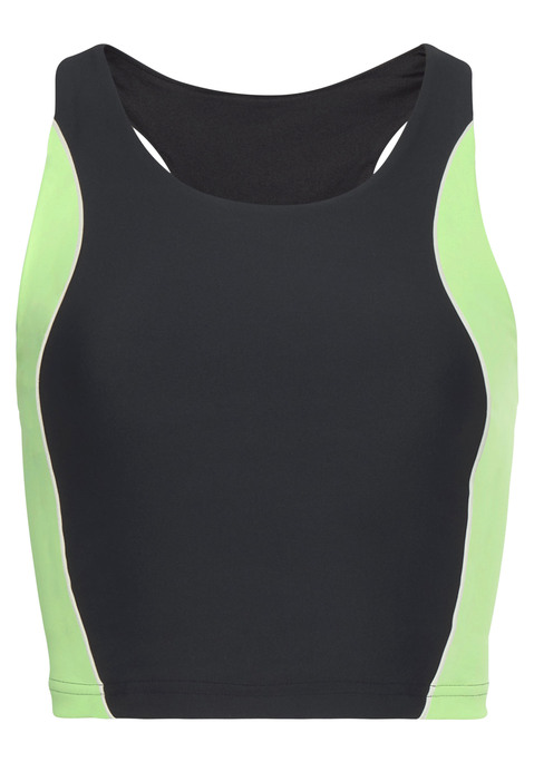 LASCANA ACTIVE Crop-Top Damen schwarz/grün Gr.XS (32/34)