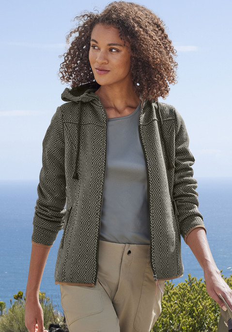 Bild: Fleecejacke von LASCANA ACTIVE: Modische Strickfleecejacke mit Kapuze von Lascana Active. Mit Kapuze, durchgängigem Reißverschluss und Elastikbündchen für zusätzlichen Schutz. Großzügige Reißverschlusstaschen seitlich vorn. Leichtes, stretchiges, warmes und atmungsaktives Strickmaterial.