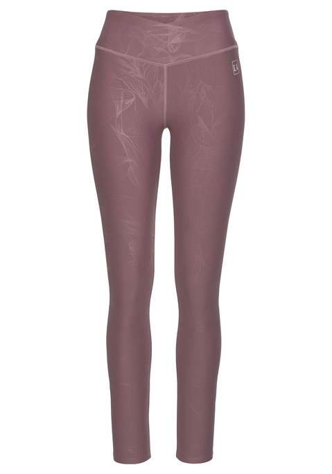 Bild: Funktionsleggings von LASCANA ACTIVE: Stylische Performance-Leggings von Lascana Active. Mit schimmerndem, dezentem Alloverprint. Logodruck. Elastischer, v-förmig überlappender Bund für einen guten Sitz. Elastische, atmungsaktive Qualität.
