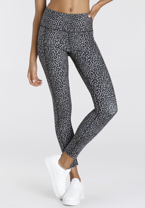 Bild: Funktionsleggings von LASCANA ACTIVE: Performance-Leggings von Lascana Active. Mit Leo-Muster. Breiter, elastischer Bund. Elastisches und atmungsaktives Funktionsmaterial.