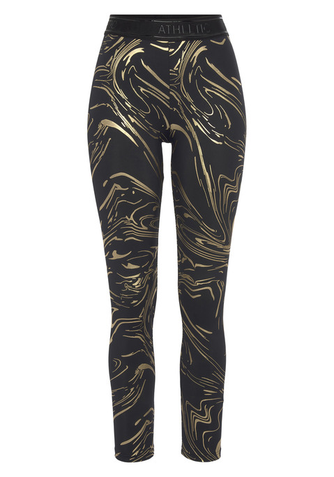 LASCANA ACTIVE Funktionsleggings Damen schwarz, gold Gr.XS (32/34)