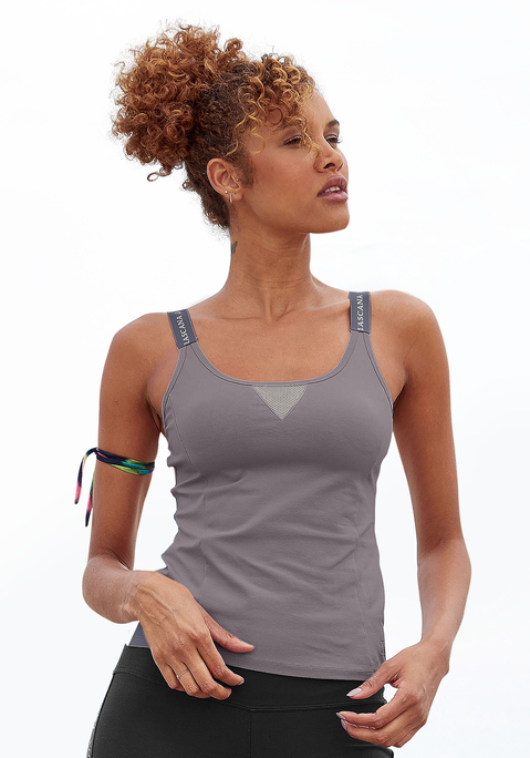 Bild: Funktionsshirt von LASCANA ACTIVE: Performance Top von Lascana Active. Elastische Träger mit Logoschriftzügen. Mesh Einsatz im Brustbereich. Aus 92% Baumwolle (unterstützt Cotton made in Africa), 8% Elasthan