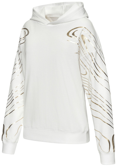 Bild: Hoodie von LASCANA ACTIVE: Kapuzenshirt von Lascana Active mit extravagantem Muster an den Schultern und Armen.  Rippbünchen an Saum und Ärmeln. Weiche Sweatqualität mit Baumwollanteil.