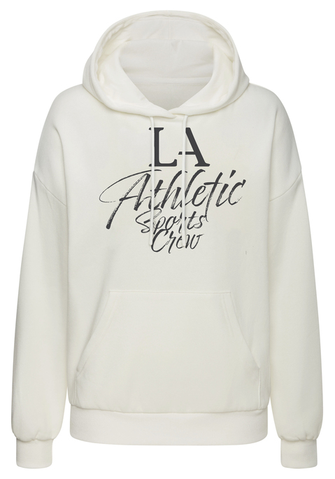 Bild: Kapuzenpullover von LASCANA ACTIVE: Komfortabler Kapuzenpullover von Lascana Active mit großem Print vorn. Kapuze mit Kordelzug. Kängurutasche. Rippbündchen. Lässige Passform. Für Freizeit und Sport. Trageangenehme Sweatqualität.