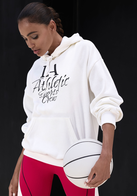 Bild: Kapuzenpullover von LASCANA ACTIVE: Komfortabler Kapuzenpullover von Lascana Active mit großem Print vorn. Kapuze mit Kordelzug. Kängurutasche. Rippbündchen. Lässige Passform. Für Freizeit und Sport. Trageangenehme Sweatqualität.