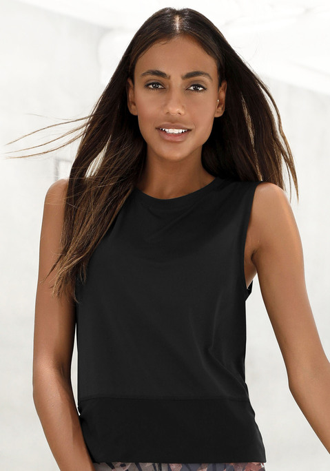 Bild: Kurzarmshirt von LASCANA ACTIVE: Jersey Top von Lascana Active. Mit breitem Rippbündchen am Saum. Aus 95% Viskose, 5% Elasthan.