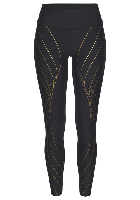 Bild: Leggings von LASCANA ACTIVE: Lange Performance-Leggings von Lascana Active mit schimmerndem Foliendruck. Breiter, elastischer Bund. Im Bund versteckte Reißverschlusstasche. Elastisches und atmungsaktives Funktionsmaterial aus Polyester.