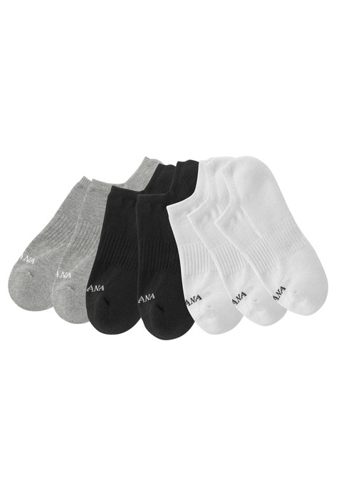 LASCANA ACTIVE Sneakersocken Damen 3x weiß, 2x schwarz, 2x grau-meliert Gr.35-38