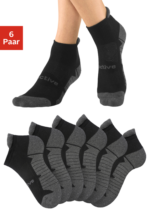Bild: Sneakersocken von LASCANA ACTIVE: Sneakersocken von Lascana Active im 6er-Pack mit Frotteesohlen und eingestricktem Schriftzug. Ohne drückende Nähte. Elastischer Baumwollmix.