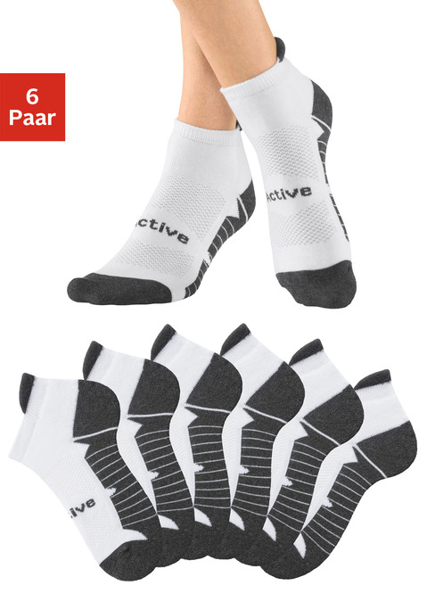 Bild: Sneakersocken von LASCANA ACTIVE: Sneakersocken von Lascana Active im 6er-Pack mit Frotteesohlen und eingestricktem Schriftzug. Ohne drückende Nähte. Elastischer Baumwollmix.