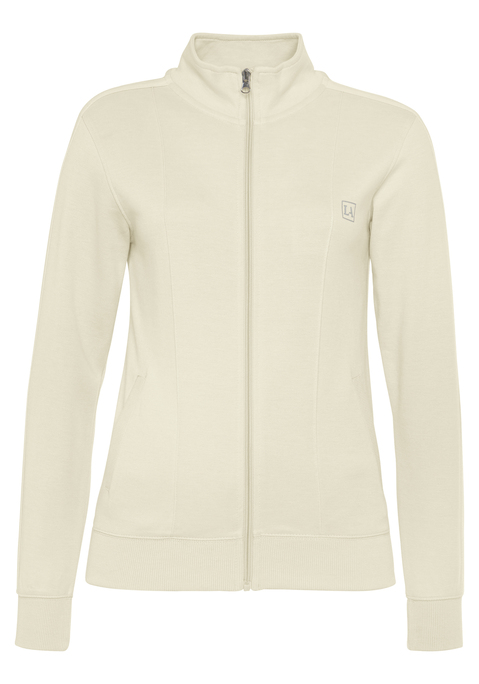 Bild: Sweatjacke von LASCANA ACTIVE: Leicht taillierte Trainingsjacke von Lascana Active mit Stehkragen. Reißverschluss, Leistentaschen und Rippbündchen. Tonige Streifen entlang der Ärmel und reflektierendes Logo. Weicher Baumwollmix.