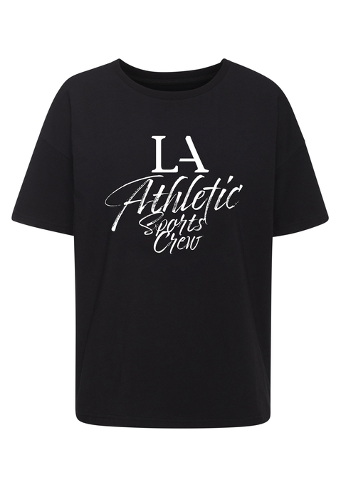 Bild: T-Shirt von LASCANA ACTIVE: Lässig geschnittenes Performance-T-Shirt von Lascana Active mit Rundhalsausschnitt und großem Print vorn. Überschnittene Schultern. Für Freizeit und Sport. Trageangenehmer Jersey.