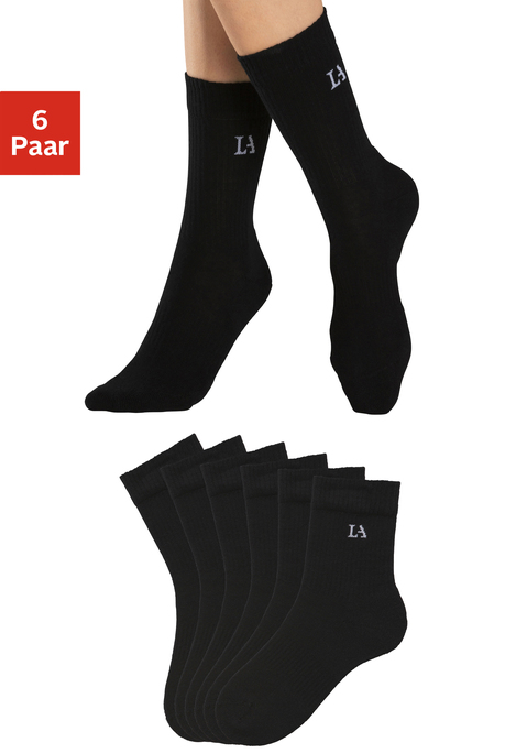 Bild: Tennissocken von LASCANA ACTIVE: Lascana Active Tennissocke im 6er-Pack, integrierter Mittelfußgummi, aus weicher elastischer Baumwollmischung mit Frottee.