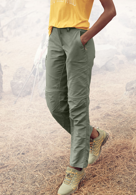 Bild: Trekkinghose von LASCANA ACTIVE: 2-in-1 Trekkinghose von Lascana Active. Die Länge kann durch einen  Reißverschluss an das Wetter angepasst werden. Seitliche Eingrifftaschen mit Reißverschluss. Bund mit Knopf und Reißverschluss zum öffnen. Elastische Qualität für hohen Komfort.