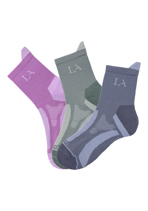 LASCANA ACTIVE Wandersocken Damen 1x grün, 1x beere, 1x jeans Gr.35-38