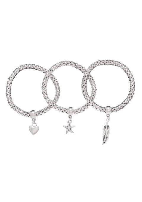 Bild: Armband Set von LASCANA: 3tlg. Set Armbänder von LASCANA. Mit drei verschiedenen Anhängern. Elastische Bänder.