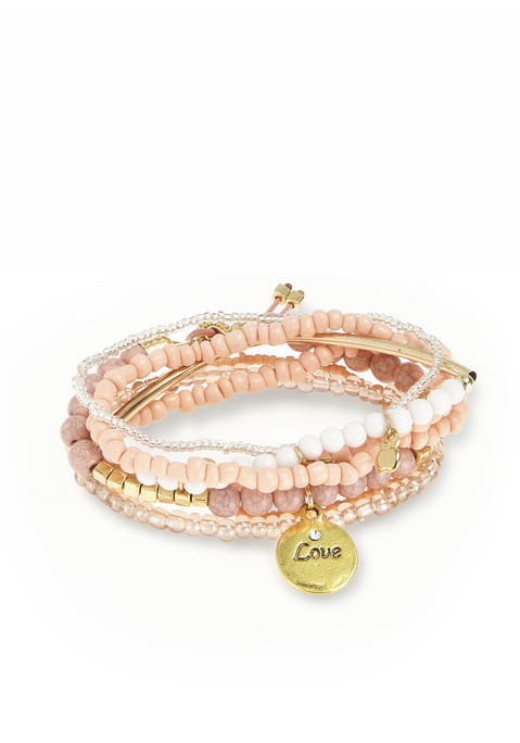Bild: Armketten Set von LASCANA: 7-teiliges Armband von LASCANA. Elastisch. Aus Glas-und Akryl Perlen und Metallanhänger.